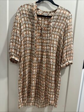 Lightweight Floral Dress in Cream and Rust